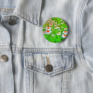 Artistic Bright and Colorful Pop Art Daisies v1 z Button