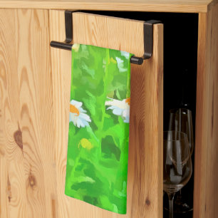 Artistic Bright and Colorful Pop Art Daisies v1 z. Kitchen Towel