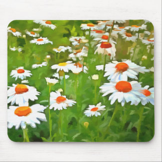 Artistic Bright and Colorful White Garden Daisies Mouse Pad