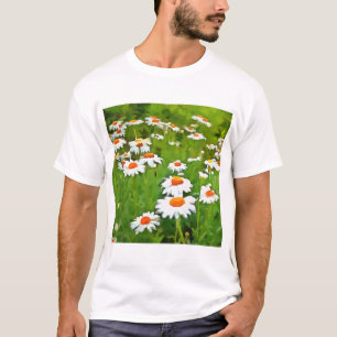 Artistic Bright and Colorful White Garden Daisies T-Shirt