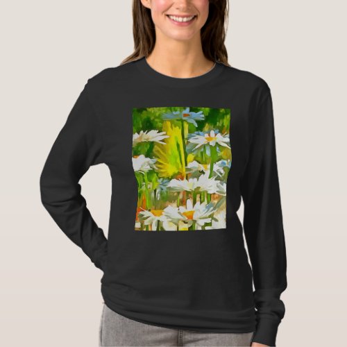 Artistic Bright and Colorful White Garden Daisies  T_Shirt
