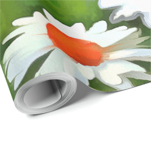 Artistic Bright and Colorful White Garden Daisies Wrapping Paper