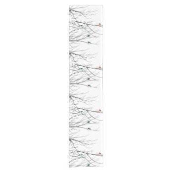 Artistic Bright Birds On Tree Branches Short Table Runner by BlackStrawberry_Co at Zazzle