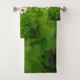 Artistic Bright Colorful White Garden Daisies v4b Bath Towel Set