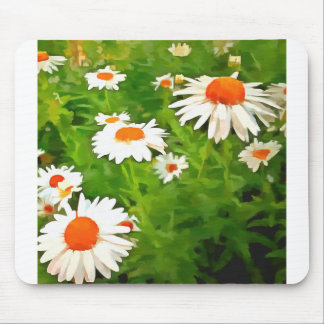 Artistic Bright Colorful White Garden Daisies v4b Mouse Pad