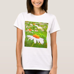 Artistic Bright Colorful White Garden Daisies v5 T-Shirt