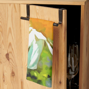 Artistic Bright Colorful White Garden Daisies v6 Kitchen Towel