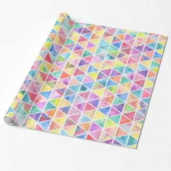 Artistic Bright Multicolor Watercolor Triangles Wrapping Paper by pink_water at Zazzle