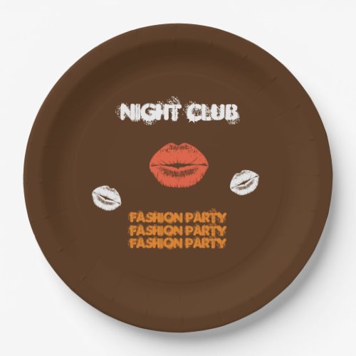 Artistic Brown Monochromatic Defined Kiss Paper Plates