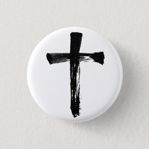Artistic Brush Cross Christian Religious Crucifix Button