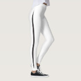 Black leggings with white side stripe sale