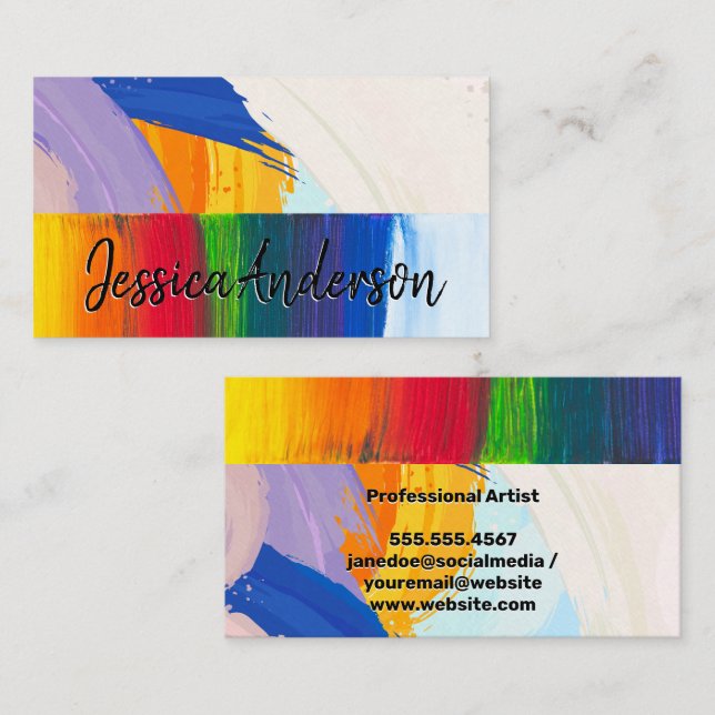 Artistic Brush Stroke Background Business Card (Front/Back)
