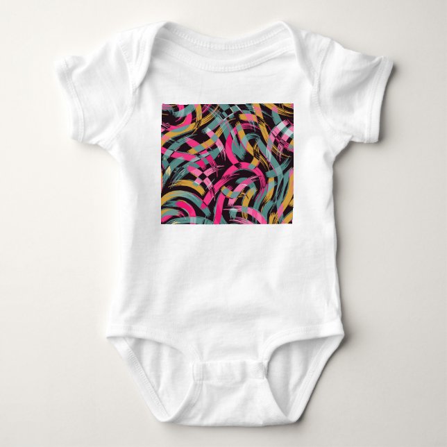 Artistic brush stroke pattern. baby bodysuit (Front)