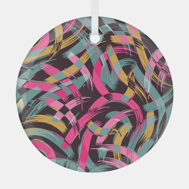 Artistic brush stroke pattern. glass ornament (Front)