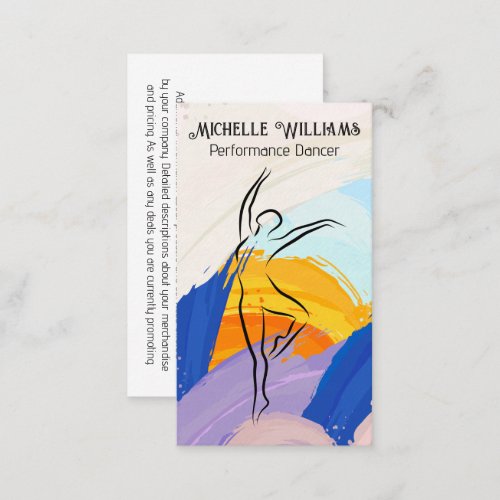 Artistic Brush Strokes  Creative Dancer Logo Business Card