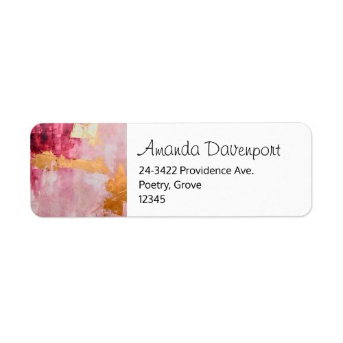 Artistic Brush Strokes Gold and Pink Address Label