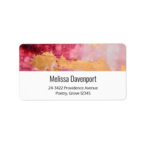 Artistic Brush Strokes Gold and Pink Address Label