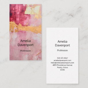Artistic Brush Strokes Gold and Pink Business Card