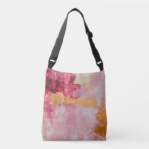 Artistic Brush Strokes Gold and Pink Crossbody Bag