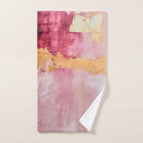 Artistic Brush Strokes Gold and Pink Hand Towel