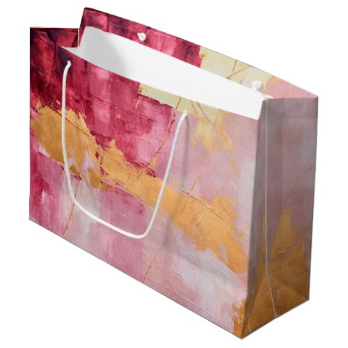 Artistic Brush Strokes Gold and Pink Large Gift Bag