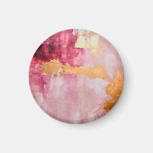 Artistic Brush Strokes Gold and Pink Magnet
