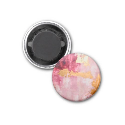 Artistic Brush Strokes Gold and Pink Magnet