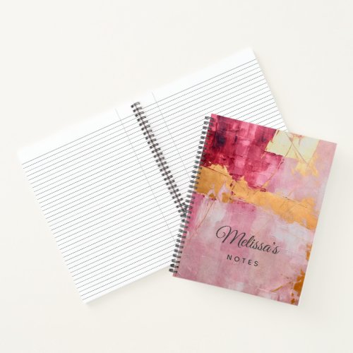 Artistic Brush Strokes Gold and Pink Notebook