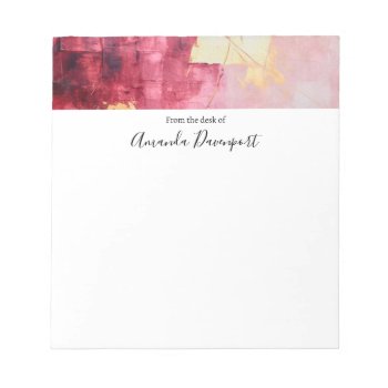 Artistic Brush Strokes Gold And Pink Notepad by Mirribug at Zazzle