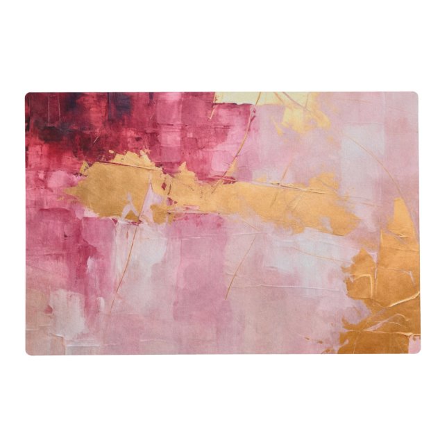 Artistic Brush Strokes Gold and Pink Placemat (Front)