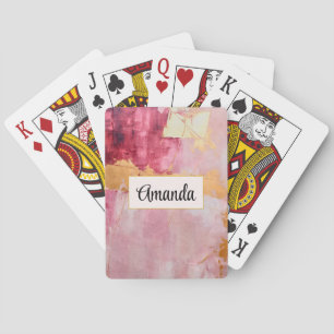 Artistic Brush Strokes Gold and Pink Poker Cards