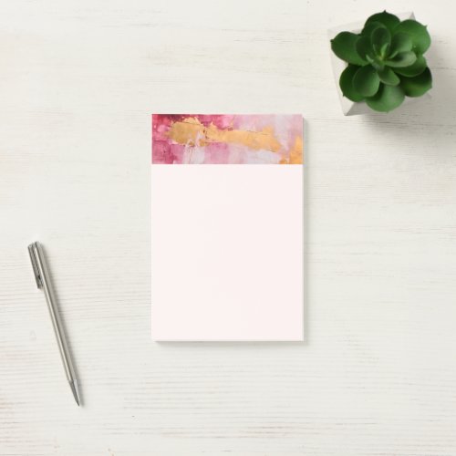 Artistic Brush Strokes Gold and Pink Post_it Notes