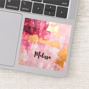 Artistic Brush Strokes Gold and Pink Sticker
