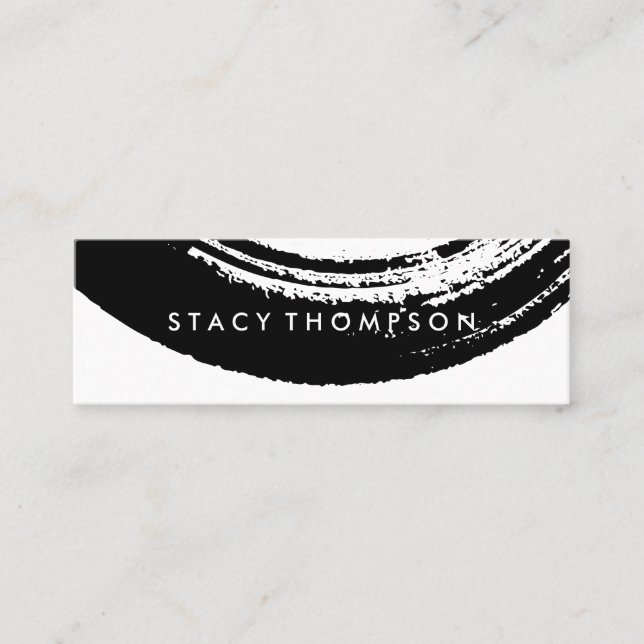 Artistic Brushed Black Mini Business Card (Front)