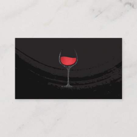 Artistic Brushed Black Red Wine Glass Business Card