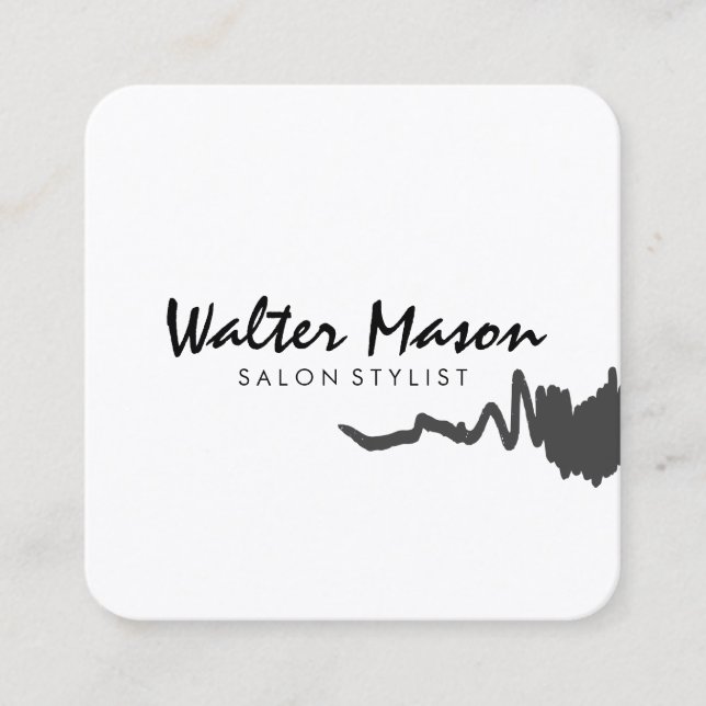 Artistic Brushed Gray Square Business Card (Front)