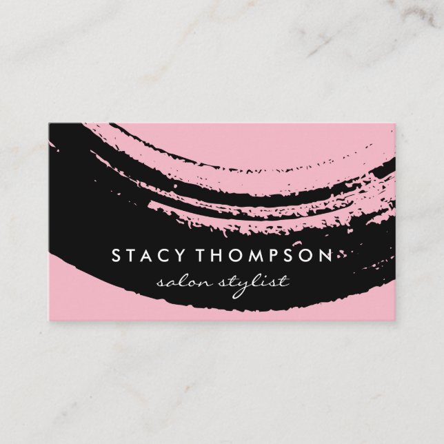 Artistic Brushed Pink on Black Business Card (Front)