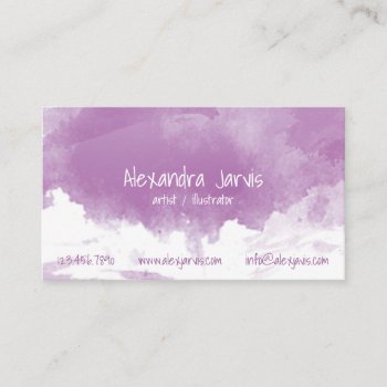 Artistic Brushed Watercolour - Purple Business Card by fireflidesigns at Zazzle