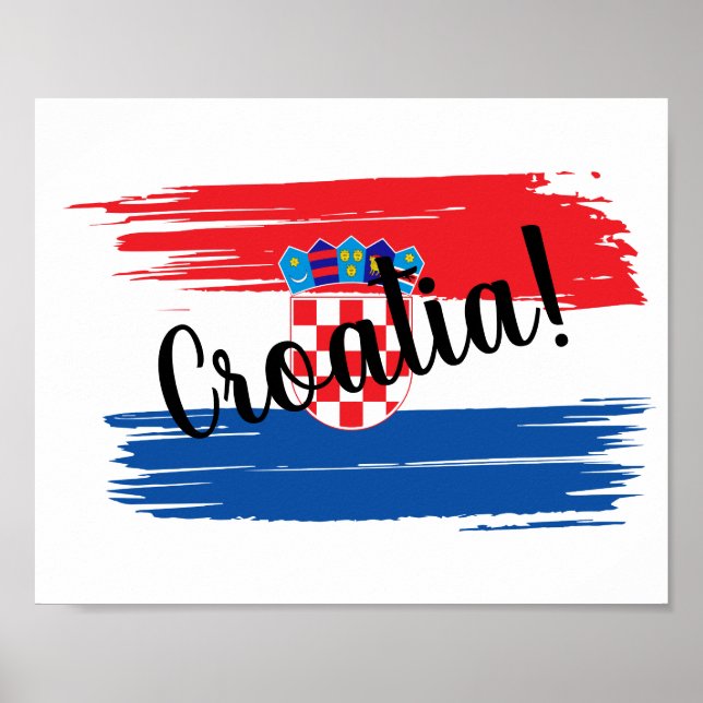 Artistic Brushstroke Croatia Flag Poster (Front)