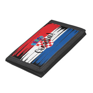 Artistic Brushstroke Croatia Flag Tri-fold Wallet