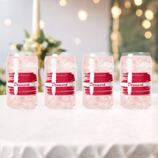 Artistic Brushstroke Denmark Flag  Can Glass