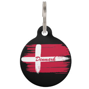 Artistic Brushstroke Denmark Flag Pet ID Tag