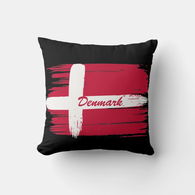 Artistic Brushstroke Denmark Flag  Throw Pillow (Front)