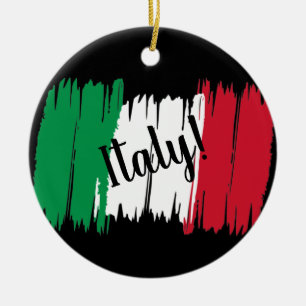 Artistic Brushstroke Italy Flag Ceramic Ornament