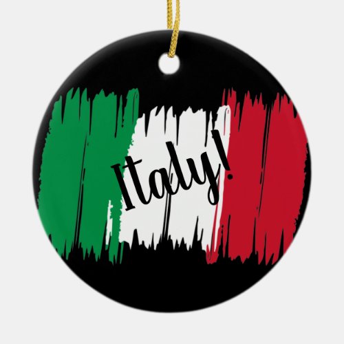 Artistic Brushstroke Italy Flag  Ceramic Ornament