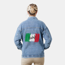 Artistic Brushstroke Italy Flag  Denim Jacket