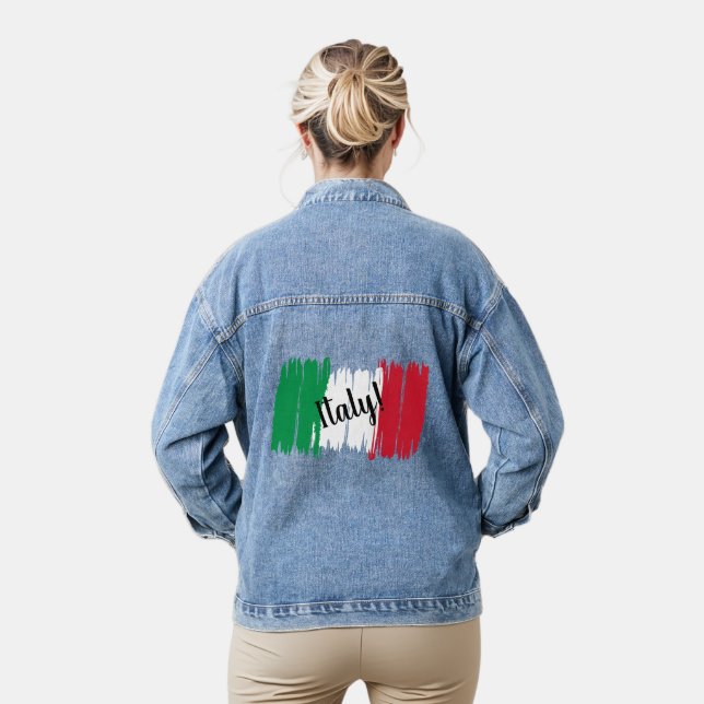 Artistic Brushstroke Italy Flag  Denim Jacket (Model)