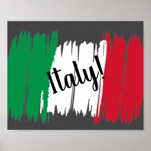 Artistic Brushstroke Italy Flag Poster