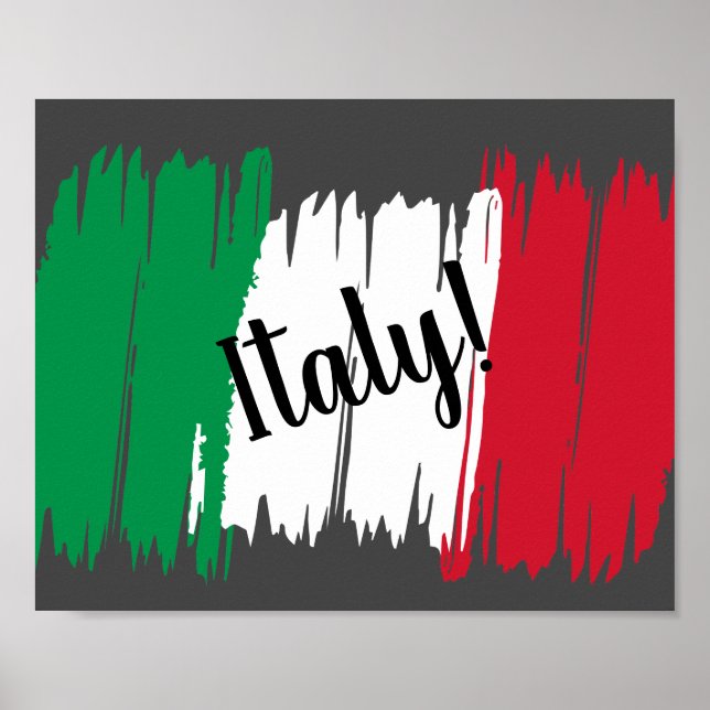 Artistic Brushstroke Italy Flag  Poster (Front)