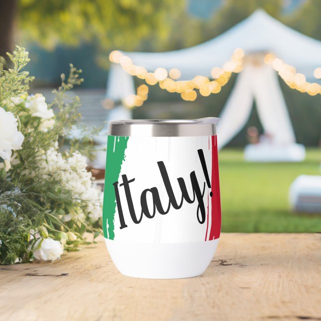 Artistic Brushstroke Italy Flag  Thermal Wine Tumbler (Wedding)